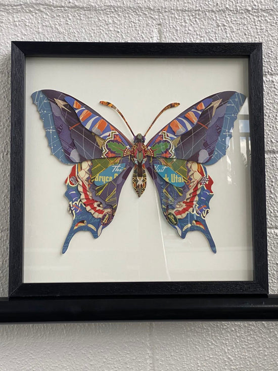 Butterfly Collage Art with Black  PS frame