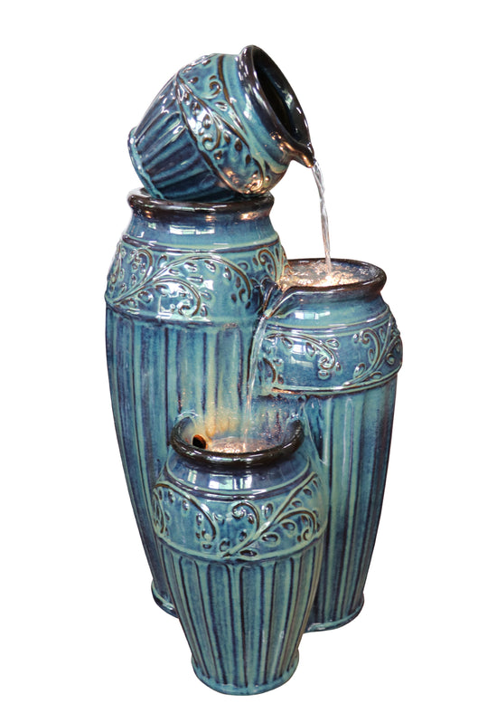 Rosaleda Glazed Ceramic Mediterranean Blue Fountain New November 2021