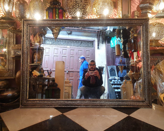 Moroccan mirror - Wall Mirror - handmade Mirror - tribal style - large mirror - Silver mirror - Engraved brass - free worldwide shipping