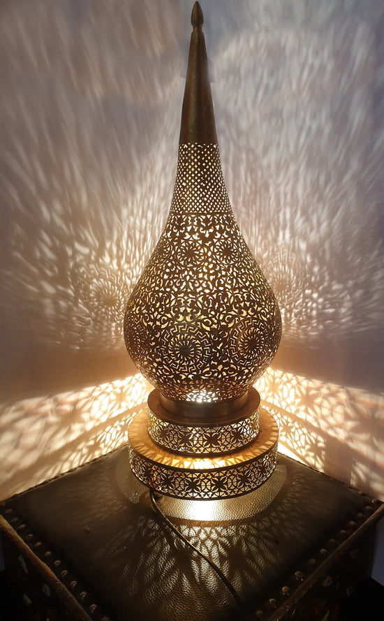 Moroccan floor lamp - table lamp brass - unique design - Bohemian Decor- vintage light - lantern engraved - 100% Handmade - Magic lighting