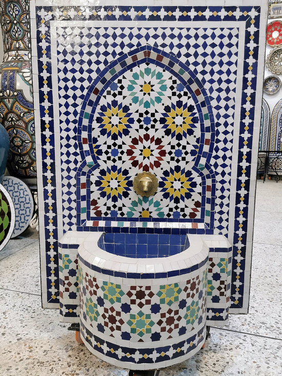 Huge Garden Patio Rustic Outdoor Wall Water Fountain - Outdoor Indoor Mid Century Fountain - Mosaic Artwork - Handmade Wall Fixable Fountain 2nd Color
