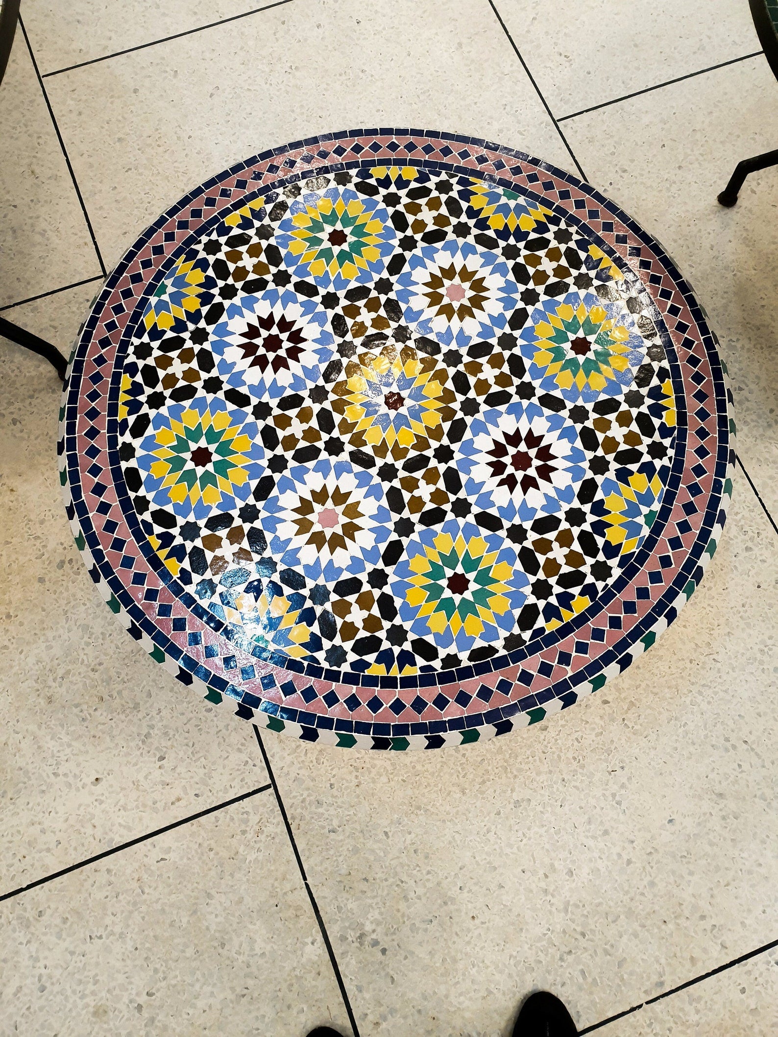 Multi-Color Moroccan Mosaic Tile Water Fountain with an Arch Top