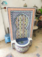 Fountain with mosaic ,Moorish mosaic tile fountain Mosaic Artwork, water inside fountain, Moroccan Mosaic Fountain, terrace Indoor Decor.