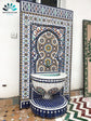 Fountain for garden art,Moorish mosaic tile fountain large Mosaic Artwork, water inside fountain, Moroccan Fountain, terrace Indoor Decor.