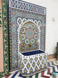 Fountain Mosaic , Moorish mosaic fountain, Mosaic Artwork, water inside fountain, Moroccan Mosaic Fountain, terrace Indoor Decor.