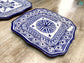 Blue Ceramic Dinnerware sets plats 1 to 8 plat 100% handmade, Ceramic Serving Plate and for Decorative Wall Hanging