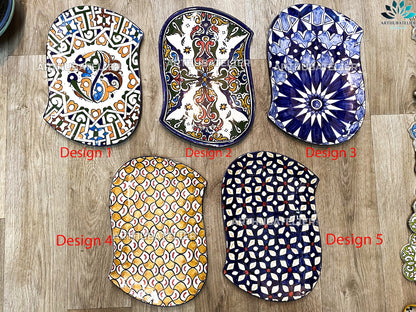 Ceramic Plate Colorful for serving and for Decorative Wall Hanging 100% handmade and hand painted 16"X11", Dinnerware sets plats