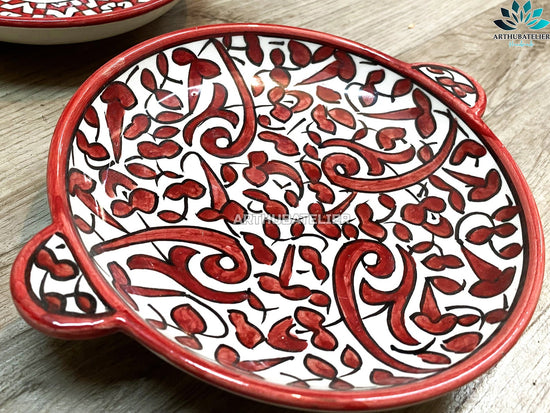 Red Tagine for serving 8", 100 % handmade ceramic tajine for your kitchen, hand painted tagine