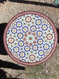 Mosaic table with umbrella round for outdoor and indoor 100% handcrafted mandala design green