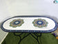 Dinning Table large 75" X 40" oval for indoor and outdoor made from Mosaic tiles, Moroccan Mosaic Table 100% handmade