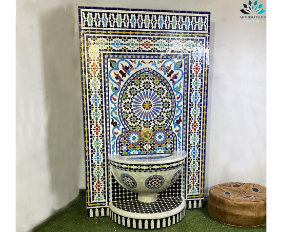 Mosaic Fountain for Outdoor Indoor Mid Century Fountain water inside Moroccan Fountain Andalusia
