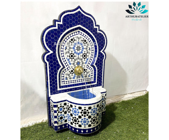 CUSTOMIZABLE Fountain with mosaic tiles, water inside fountain Moroccan mosaic fountain, terrace Indoor Decor.