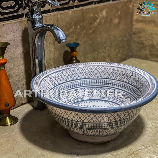 Ceramic sink, bathroom ceramic sink, hand painted washbasin, counter top basin, entryway ceramic basin bowl, Luxury sink