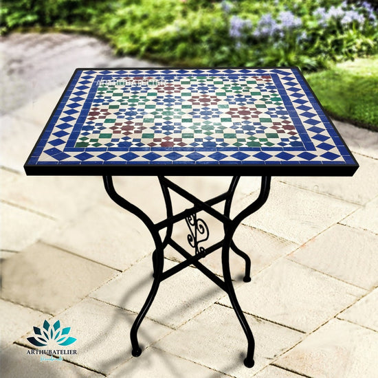 Moroccan mosaic table, Mosaic square Table, Outdoor-Indoor Mosaic, Mosaic Home Decor Table, 100% handcrafted,Bohemian decor, free shipping