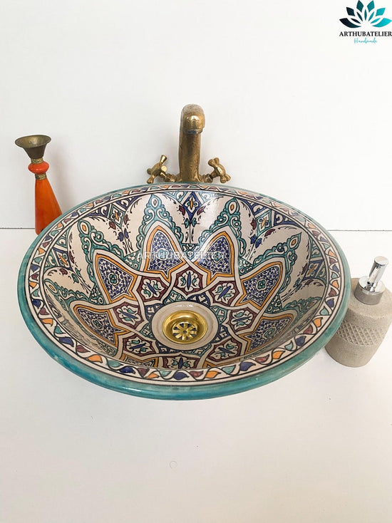 Amazing bathroom washbasin sink made from ceramic 100% handmade hand painted, ceramic vessel sink built with mid century modern