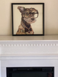 Dog Wearing Glasses Collage Art with Black PS Frame