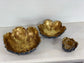 Flower Shaped Set Bowls Black & Gold  with Candle Holder