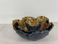 Flower Shaped Set Bowls Black & Gold  with Candle Holder