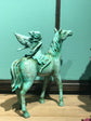 SUELTA Angel with riding Horse Jade / Bronze Colour