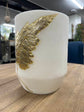 White Marble Finish Vase with Gold Leaf Raise