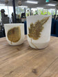 White Marble Finish Vase with Gold Leaf Raise