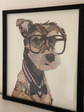 Dog Wearing Glasses Collage Art with Black PS Frame