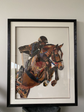 Riding Horse Collage Art with Black PS Frame