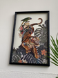 Flower Tiger Collage Art with Black PS Frame