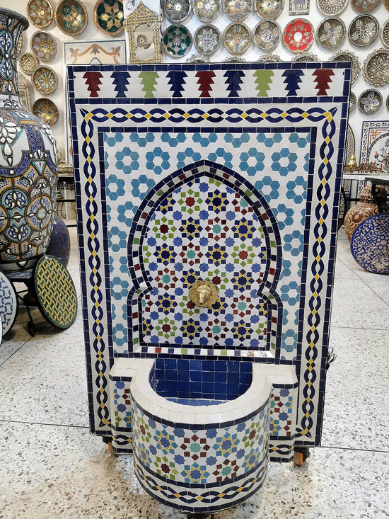 Huge Garden Patio Rustic Outdoor Wall Water Fountain - Outdoor Indoor Mid Century Fountain - Mosaic Artwork - Handmade Wall Fixable Fountain 2nd Color