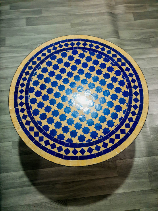 Mosaic Table for outdoor-indoor, coffee Table 100% handcrafted round made from mosaic and Moroccan tiles