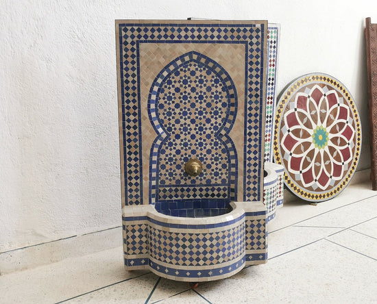 Customizable Garden Patio Rustic Outdoor Wall Water Fountain - Outdoor Indoor Mid Century Fountain - Mosaic Artwork - Handmade Wall Fountain 2nd Color