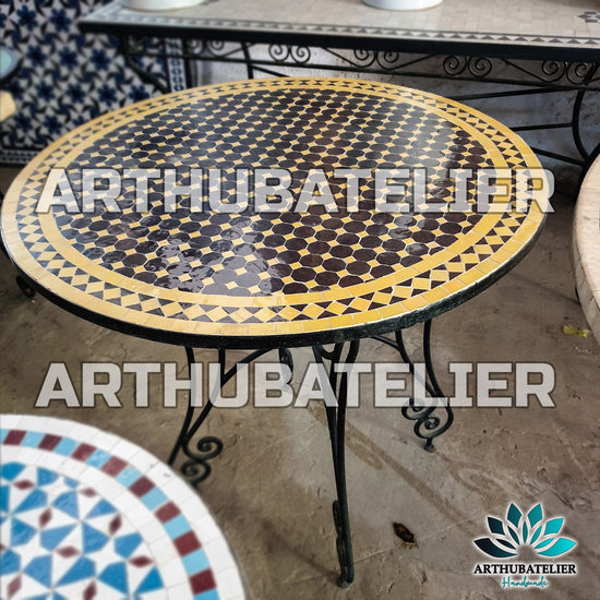 Mosaic Table, Moroccan Mosaic Table, Round table, outdoor-indoor Mosaic Table, Large Mosaic Table, 100% handcrafted, free shipping