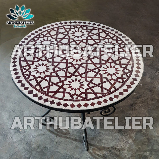 Mosaic Table, Moroccan Mosaic Table, Round table, outdoor-indoor Mosaic Table, Large Mosaic Table, 100% handcrafted, free shipping