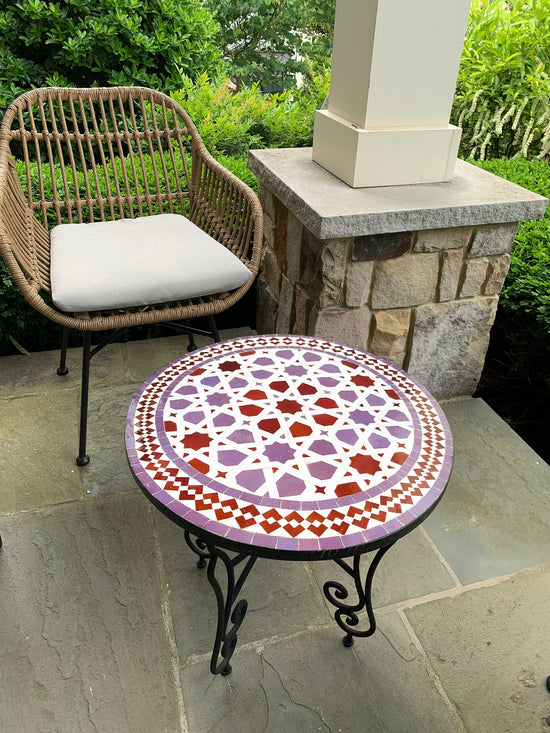 CUSTOMIZABLE Purple and Pink Mosaic Table - Crafts Mosaic Table - Mid Century Mosaic Table - Handmade Coffee Table For Outdoor & Indoor