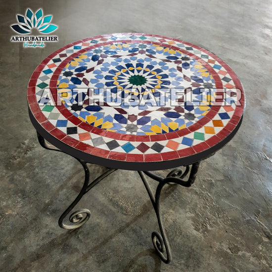 Mosaic Table, Moroccan Mosaic Table, Round table, outdoor-indoor Mosaic Table, Large Mosaic Table, 100% handcrafted, free shipping