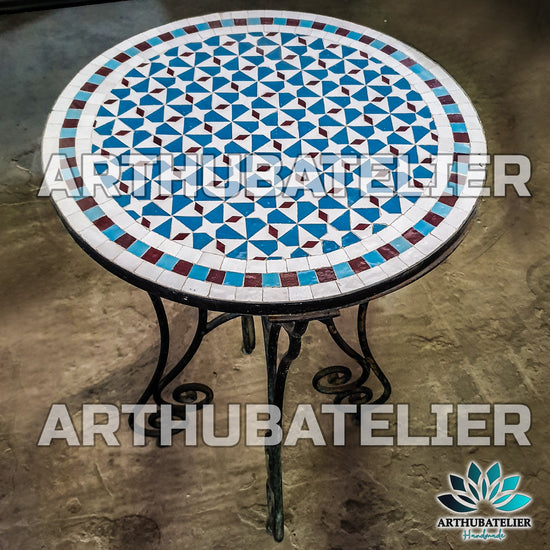 Mosaic Table, Moroccan Mosaic Table, Round table, outdoor-indoor Mosaic Table, Large Mosaic Table, 100% handcrafted, free shipping