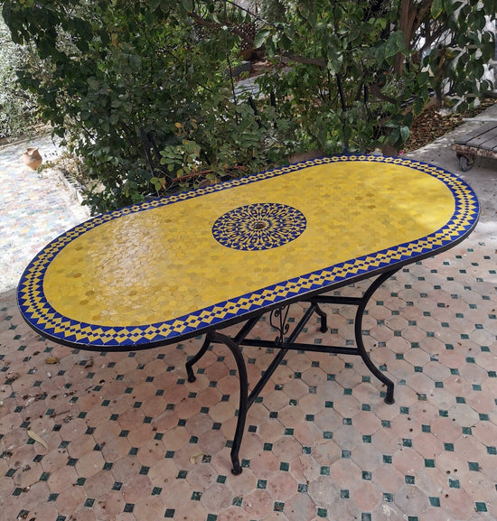 CUSTOMIZABLE Oval Mosaic Table - Crafts Mosaic Table - Mosaic Table Art - Mid Century Zellije Table - Handmade For Outdoor & Indoor - GIFT 3rd Color