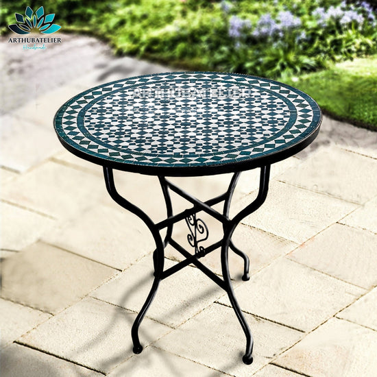 Table Mosaic , outdoor-indoor coffee Table 100% handcrafted round mosaic Table , Moroccan luxury table decor 2nd Color