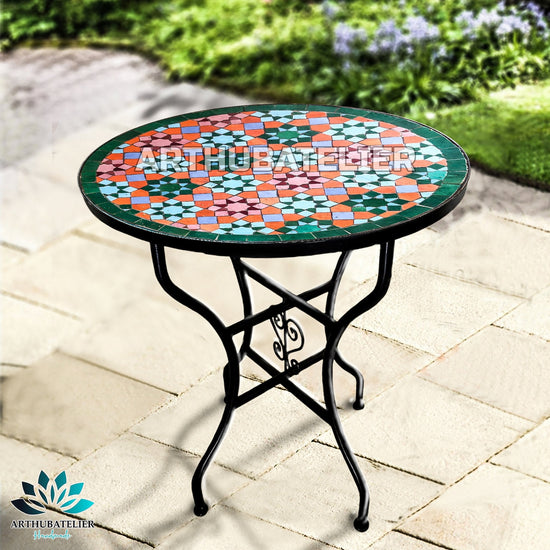 Table Mosaic , outdoor-indoor coffee Table 100% handcrafted round mosaic Table , Moroccan luxury table decor