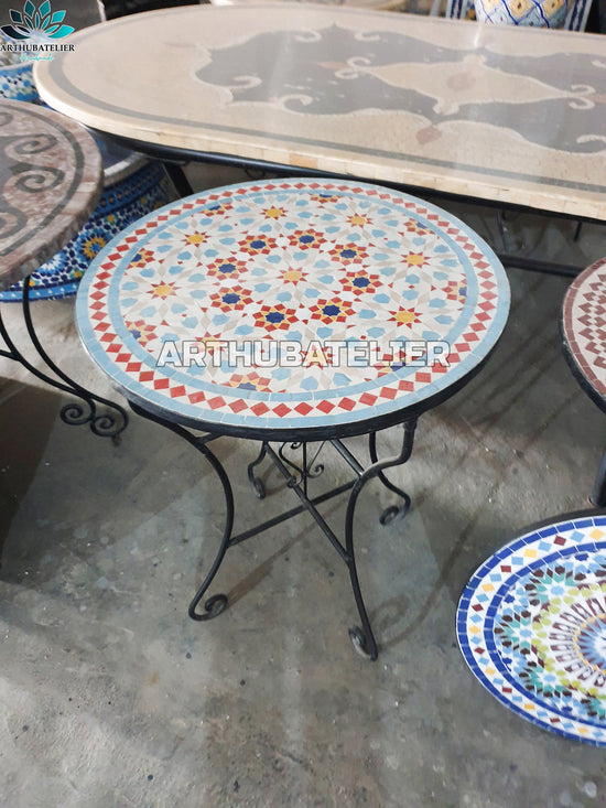 Mosaic Table, outdoor-indoor coffee Table, 100% handcrafted, round mosaic Table , Moroccan luxury table decor