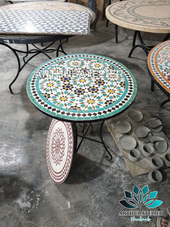 CUSTOMIZABLE Mosaic Table, outdoor-indoor coffee Table, 100% handcrafted, round mosaic Table , Moroccan luxury table decor