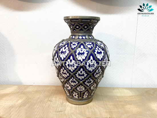 COSTUMIZABLE Pottery vase , Ceramic adorned metal vase 100% handcrafted, Luxury vase, Ceramic art multicolor