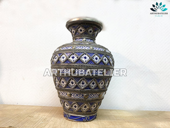 COSTUMIZABLE Pottery vase , Ceramic adorned metal vase 100% handcrafted, Luxury vase, Ceramic art multicolor