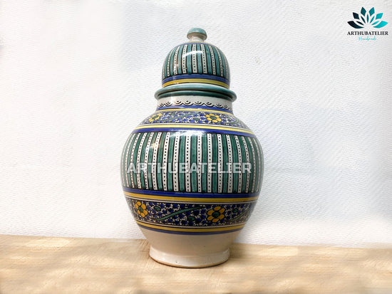 COSTUMIZABLE Pottery Jar, Ceramic jar 100% handcrafted, Luxury jar, Ceramic art multicolor , Moroccan Pottery
