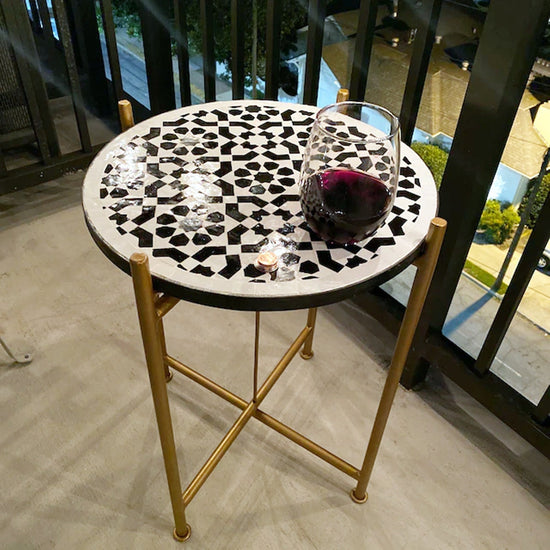 CUSTOMIZABLE Mosaic Table - Crafts Mosaic Table - Black and White Mid Century Mosaic Table - Handmade Coffee Table For Outdoor & Indoor