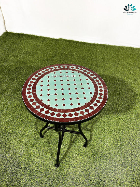 Mosaic coffee table round for outdoor and indoor 100% Moroccan handcraft tiles and mosaic