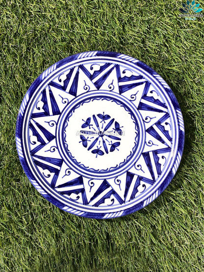 Blue and white Dinnerware sets plat made from ceramic 100% handmade, set of 1 to 8 Ceramic Serving Plate and for Decorative Wall Hanging