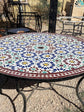 Mosaic table with umbrella round for outdoor and indoor 100% handcrafted mandala design green