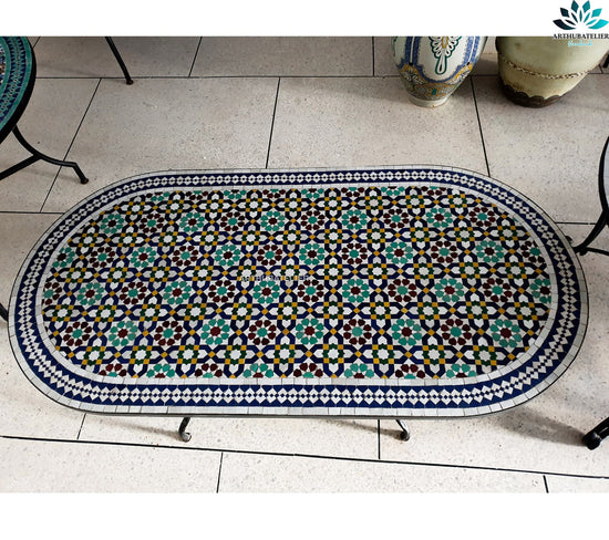 Amazing Moroccan Mosaic Table, outdoor-indoor Mosaic Table oval , 100% handcrafted, Large Mosaic Table, art bohemian decor, free shipping