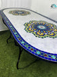 Dinning Table large 75" X 40" oval for indoor and outdoor made from Mosaic tiles, Moroccan Mosaic Table 100% handmade